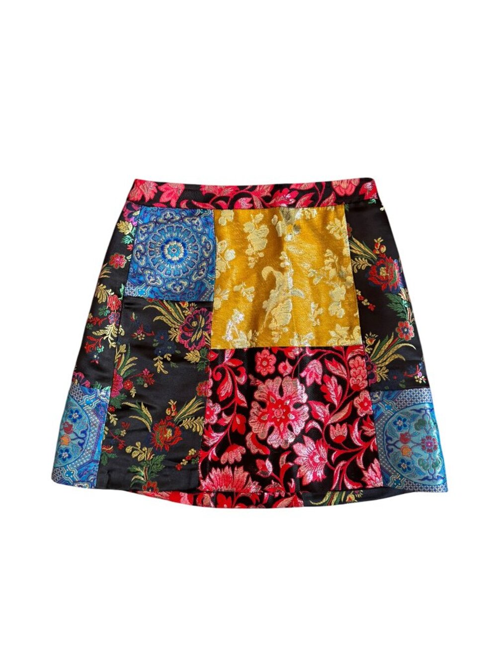 Alice + Olivia Jeans Riley Patchwork Mini Skirt